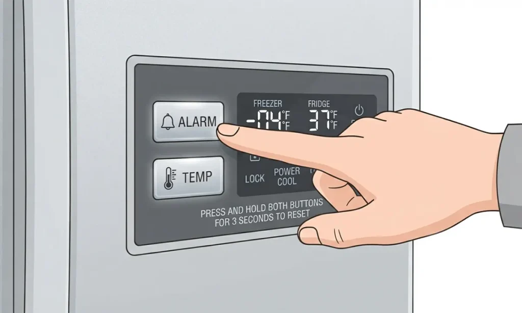Hisense fridge control panel reset buttons Alarm and Temp
